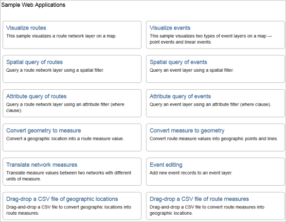 Roads and Highways sample web apps Roads and Highways sample web apps