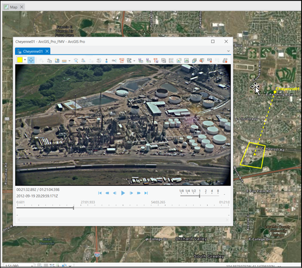 Video displayed in the player and footprint displayed on the map Video displayed in the player and footprint displayed on the map
